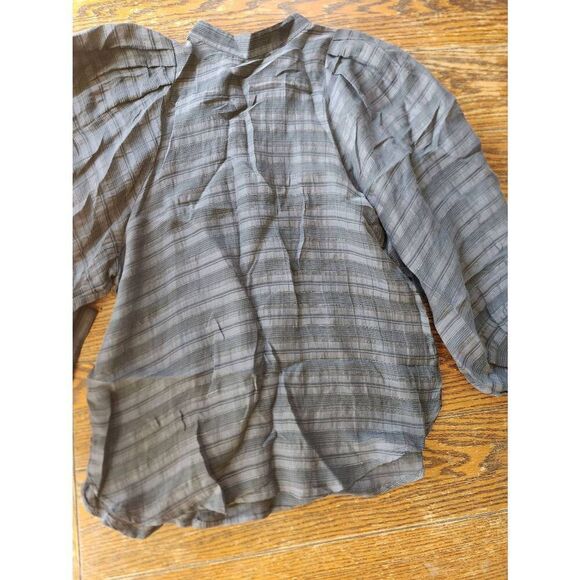 Sarah Swann High Neck textured blouse in slate s 1 (US 2-4) - Picture 2 of 5